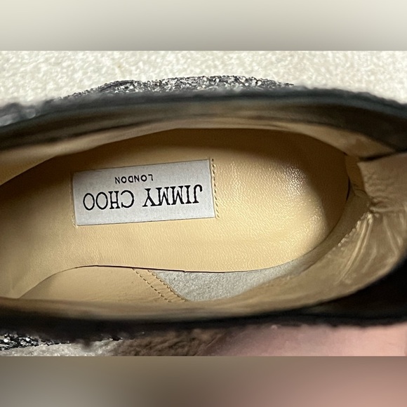 Jimmy Choo Silver Glitter Boots 38 - Never Worn size 7.5 120mm sexy - Picture 7 of 8